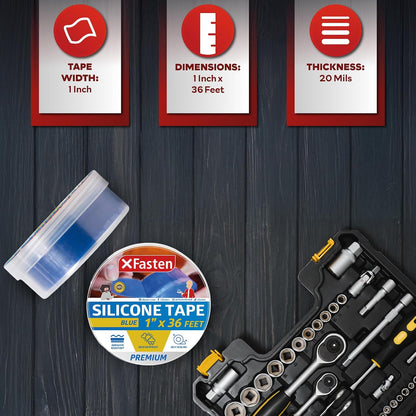 XFasten Self Fusing Silicone Tape Waterproof – 1" x 36 Feet Black, Self Amalgamating Tape, Silicone Rubber for Plumbing, Sealing Pipes, Hose Repair, Outdoor Coax and Electrical Cables – Weatherproof