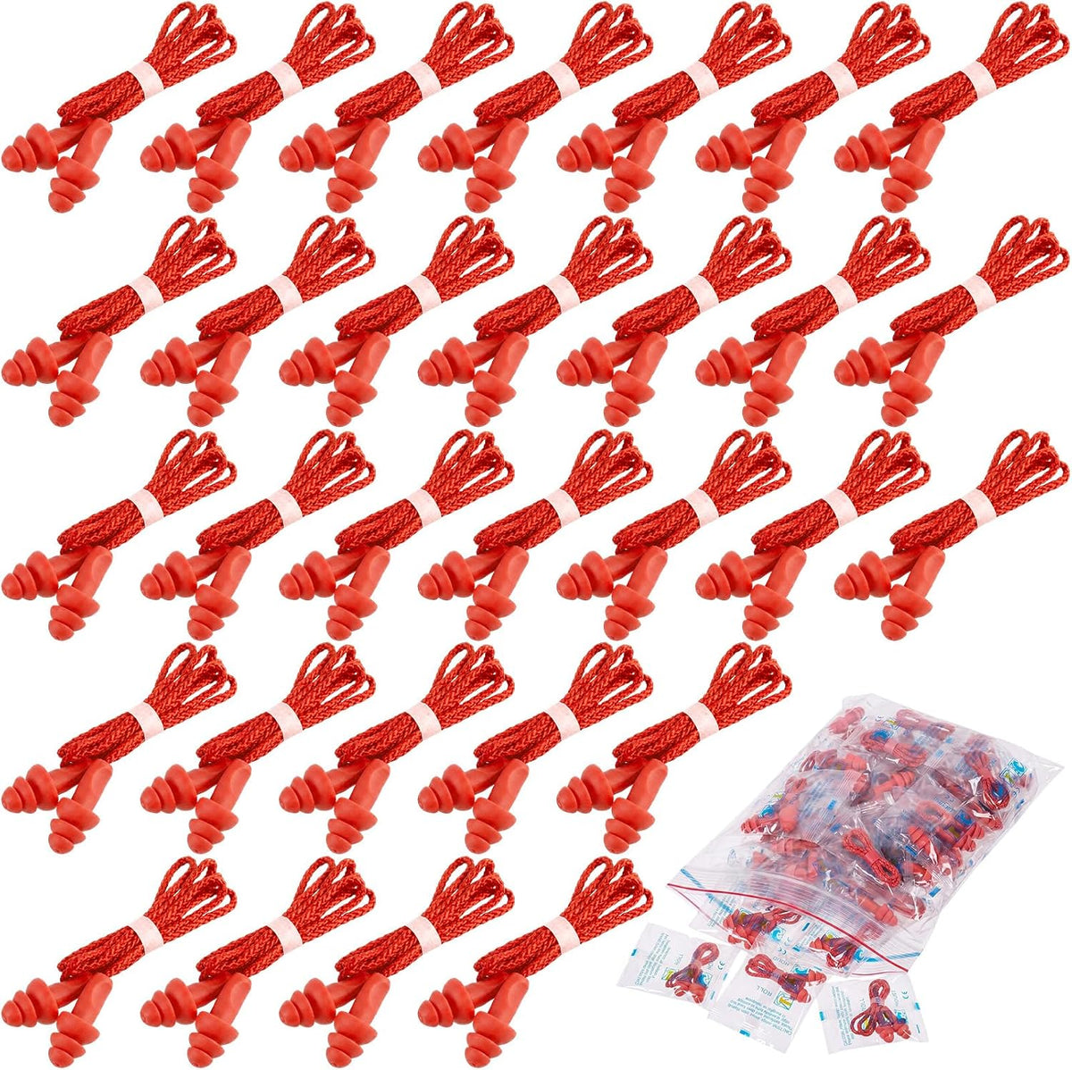 Tondiamo 200 Pairs Ear Plug Bulk with Cord Reusable Silicone, Fresh
