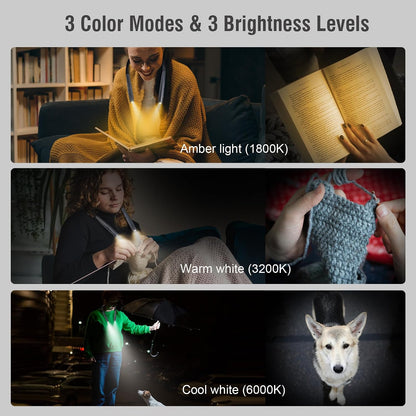 LED Neck Book Light Reading Lamp USB Rechargeable, Lighter Weight,Hands Free, Each 3 Colors with 3 Brightness, 80-hr Lasting Rechargeable Lamp,Perfect for Reading in Bed(Chesse Yellow).