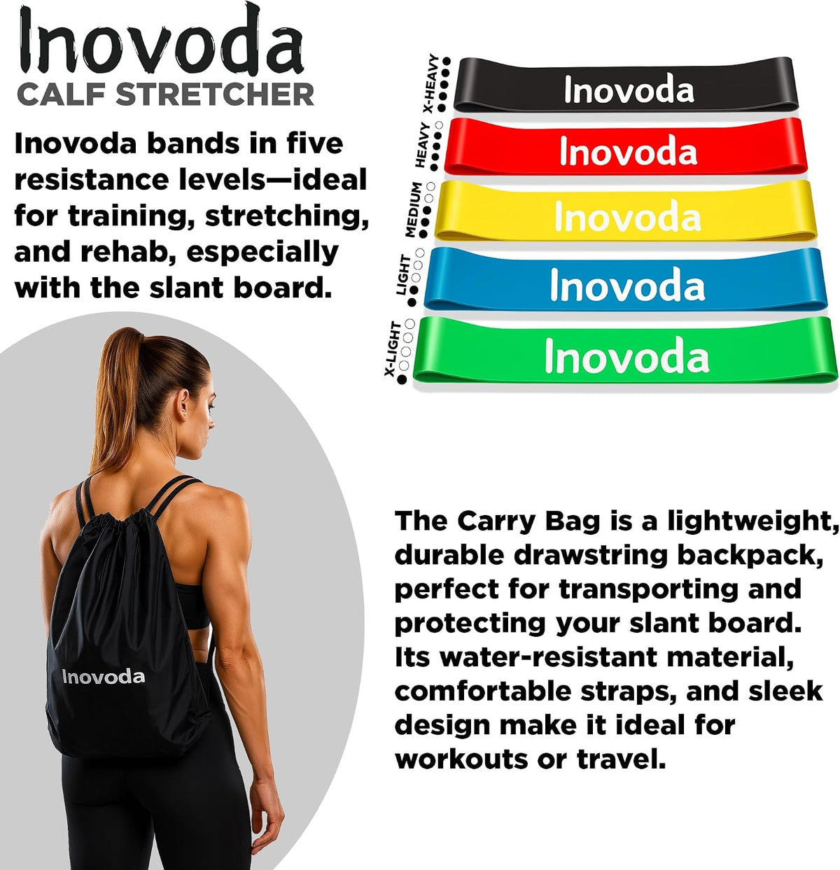 Calf Stretch Board I Slant Board For Calf Stretching & Calf Raise Block for Relief of Plantar Fasciitis, Achilles Tendonitis & Calf Tightness | Calf Stretcher with 5 Resistance Bands & Carry Bag I Ankle Balance Board & Ankle Exerciser Strengthener