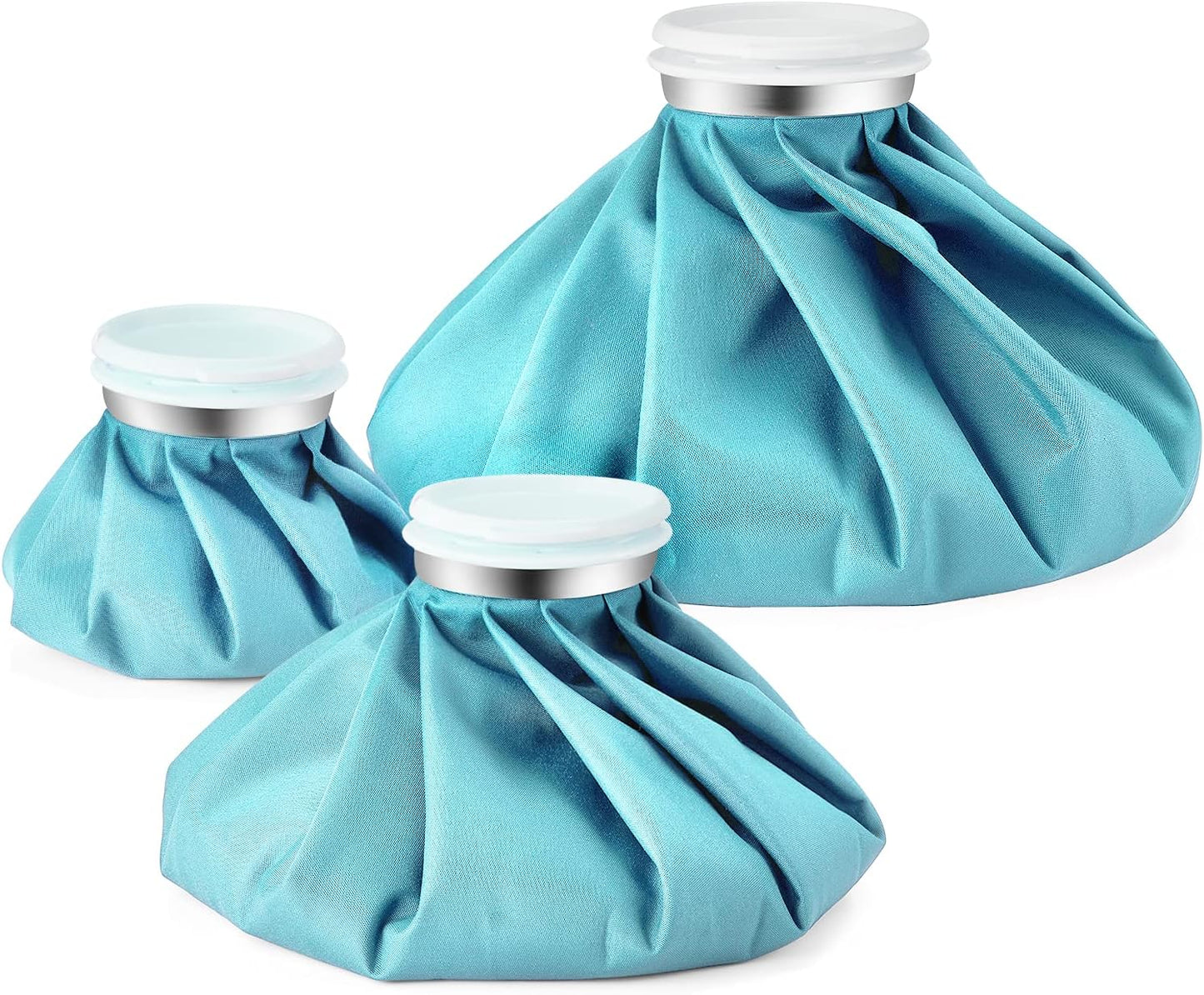 Ice Bags for Injuries Reusable: Ohuhu 3 Packs Ice Cold Packs with 2 Wrap Ice Bag Hot Water Hot & Cold Therapy Pain Relief for Knee Leg Injury No-Leak Waterproof Ice Bags 3 Sizes 6"/9"/11", Light Blue