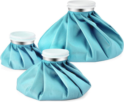 Ice Bags for Injuries Reusable: Ohuhu 3 Packs Ice Cold Packs with 2 Wrap Ice Bag Hot Water Hot & Cold Therapy Pain Relief for Knee Leg Injury No-Leak Waterproof Ice Bags 3 Sizes 6"/9"/11", Light Blue