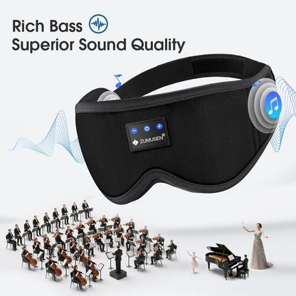 ZUMUSEN Bluetooth Sleep Headphones Mask with 3D Stereo Speakers