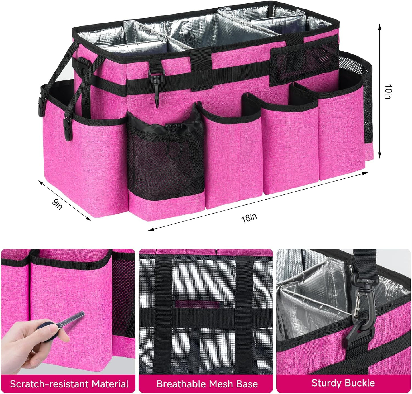 Cleaning Caddy Bag, Extra Large Cleaning Supply Bag for Housekeepers,Black | Sturdy Cleaning Caddy Organizer for Cleaning Supplies with Handle and Adjustable Shouder Strap, Easy to Clean Design