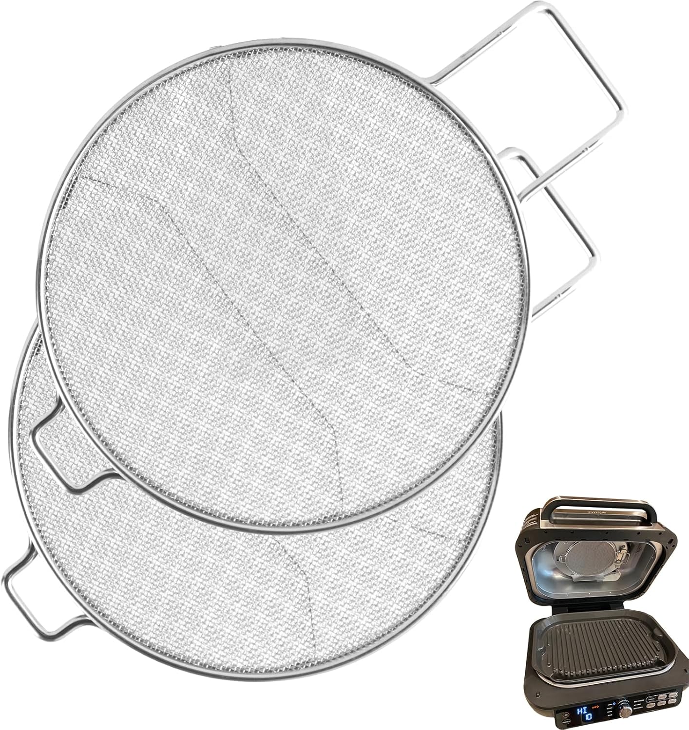 2 Packs Splatter Shield for Ninja IG651 IG600 IG601 Foodi Air Fryer Grill | For ninja ig651 foodi smart xl pro grease shield accessories, stainless steel mesh splash guard, heat resistant, easy clean