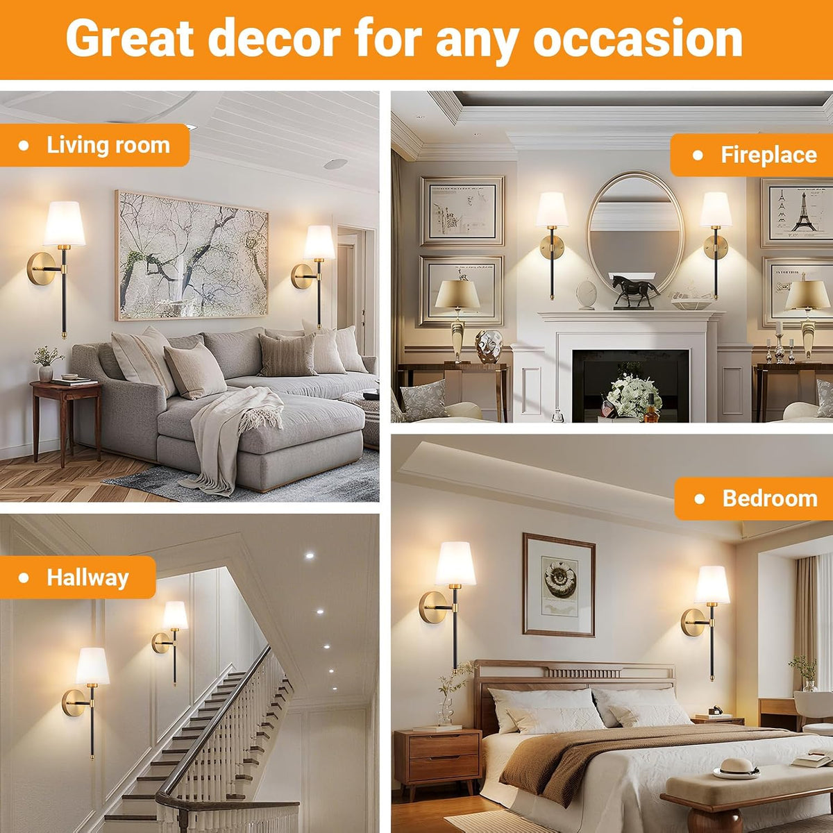 Nekhung Battery Operated Wall Sconce, Peel and Stick Sconces Set of 2
