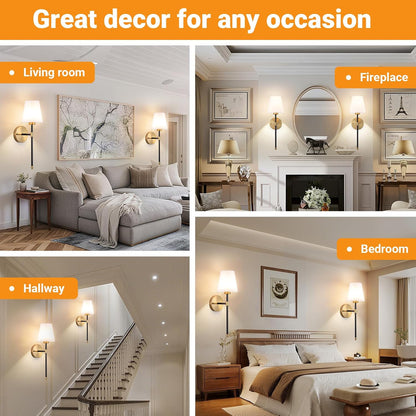 Nekhung Battery Operated Wall Sconce, Peel and Stick Sconces Set of 2