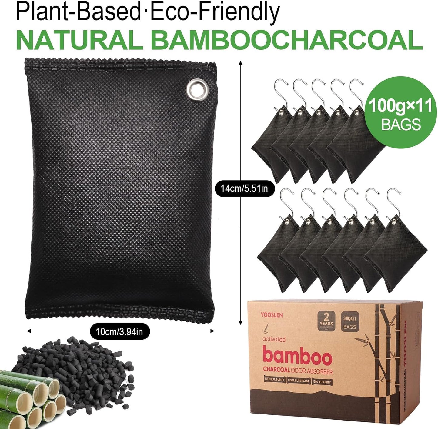 Activated Charcoal Odor Absorber, 10 Pack Natural Shoe Odor Eliminator, Bamboo Charcoal Air Purifying Bags, Sneaker Deodorizer and Moisture Absorbers for Clean Footwear, Shoe Odor Remover
