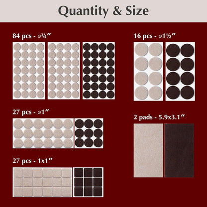 Felt Furniture Pads - 156pcs Black - Chair Leg Floor Protectors - Felt Pads | Furniture Sliders for Hardwood Floors, Chair Foot Pads, Furniture Legs, Felt Pads for Chairs, Floor Protectors for Furniture