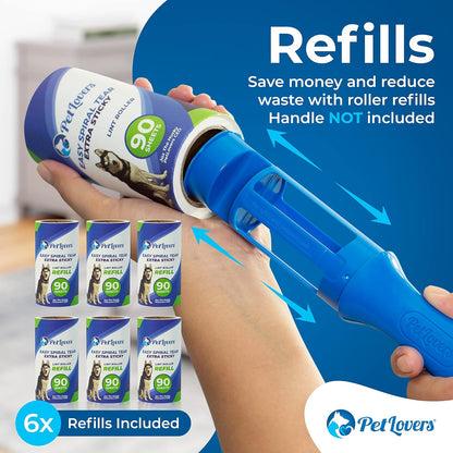 PetLovers Extra Sticky Lint Roller Mega Value Set 450 Sheets for Pet Hair Removal and Clothes, Dog and Cat Lint Remover 5 Pack