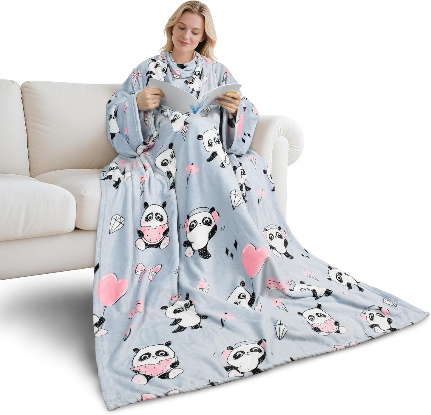 Catalonia Wearable Blanket with Sleeves for Women & Men, Fleece Wrap Throw | Cozy Sleeve Design for Hands-Free Comfort, Perfect for Reading, TV Time & Relaxing, Christmas & Birthday Gift