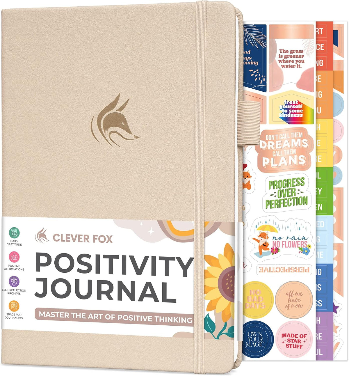Clever Fox Positivity Journal for Women, 5-minute Gratitude, Seashell