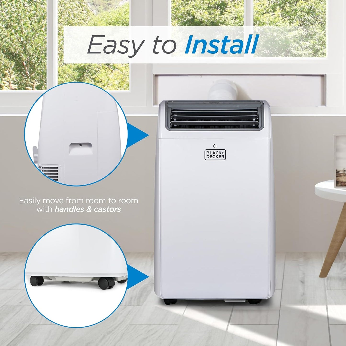 BLACK+DECKER Smart Portable Air Conditioner, 12,000 BTU, BPACT12WT, White | 8,000 BTU SACC for Rooms up to 550 Sq. Ft., Smart 3-in-1 Portable AC, Fan and Dehum with Follow Me Remote