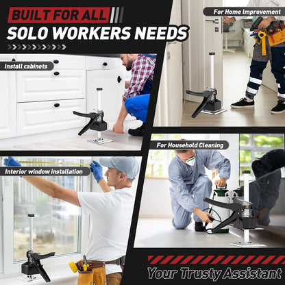 XClifes Labor Saving Arm Jack, 2 Pack Furniture Lifter Tool, Black | Multifunctional jack lifts up to 6.69" with 450 lbs capacity for cabinets, doors, windows & wall tile leveling.