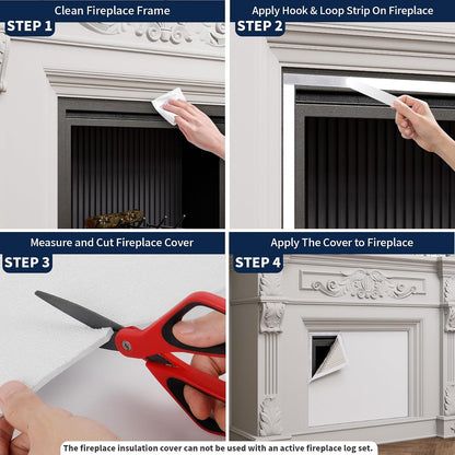 Fireplace Cover,Adjustable Size Fit Up to 39 x 55 Inch with Aluminium Foil Layer,Keep Drafts Out Stop Heat Loss,Draft Stopper Covers for Fireplace Frame Fireplace Screen