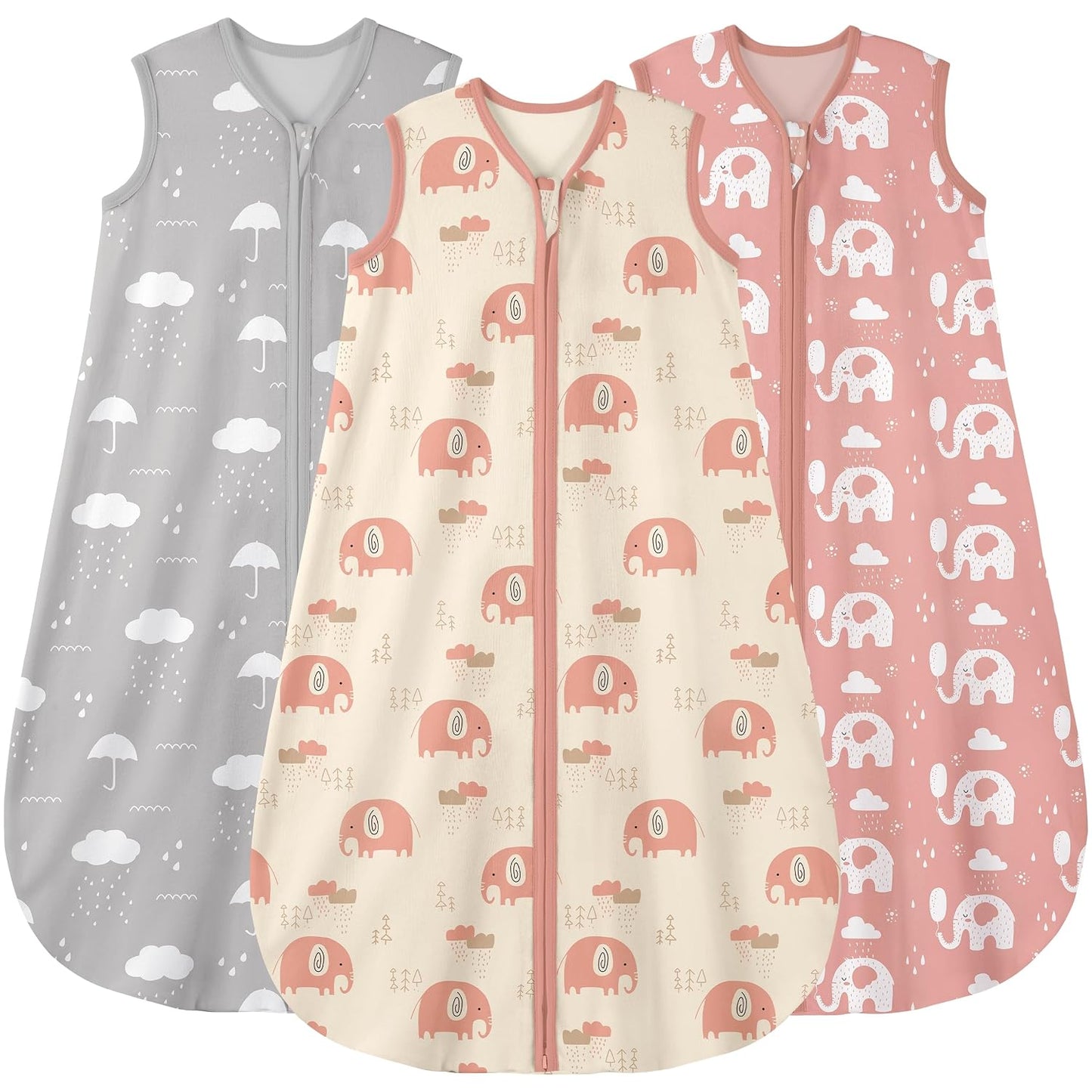 Yoofoss Baby Sleep Sack 0-6 Months Wearable Blanket for Babies 100% Organic Cotton 2-Way Zipper TOG 0.5 Toddler Sleeping Sack 3 Pack, Sleep Sacks