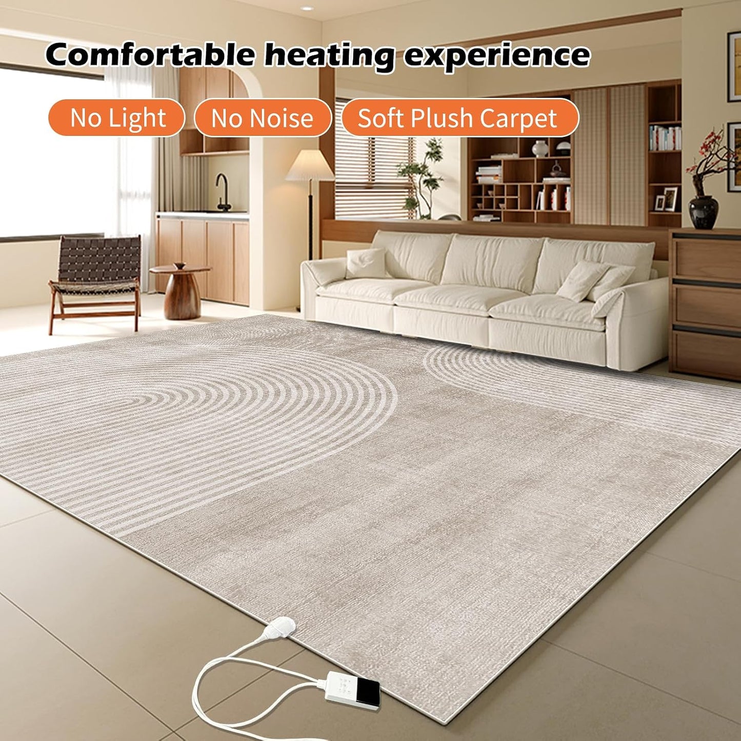 Electric Heated Carpet 35x55in Soft Plush Heating Rug 450W CX | Instant Warmth in 30s, 60 Heat Levels 12h Timer, Energy Efficient Safety Protection Ideal for Home Office Playroom 120V