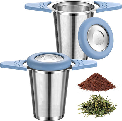 Tea Infuser for Loose Leaf Tea, ASWETMEL Stainless Steel Tea Infuser with Heat Proof Silicone Handles, Extra Fine Mesh Tea Strainers Filter Fine Tea Leaves Effectively, Fits Tea Pots, Mugs, Cup