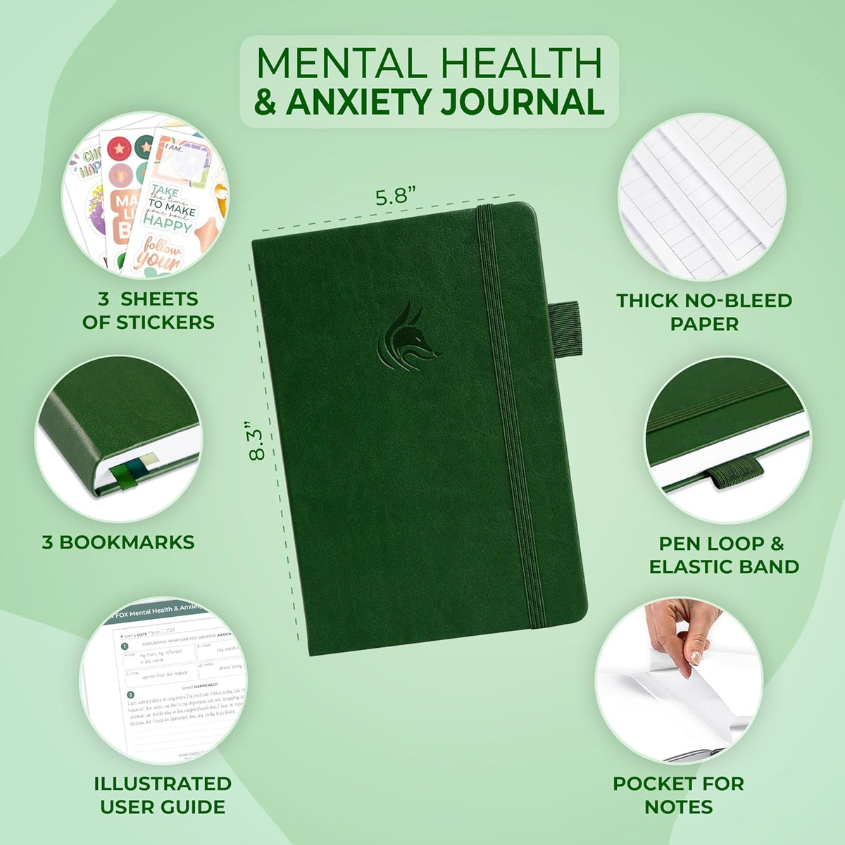 Clever Fox Mental Health & Anxiety Journal CBT Prompts 5.8x8.3 Lavender