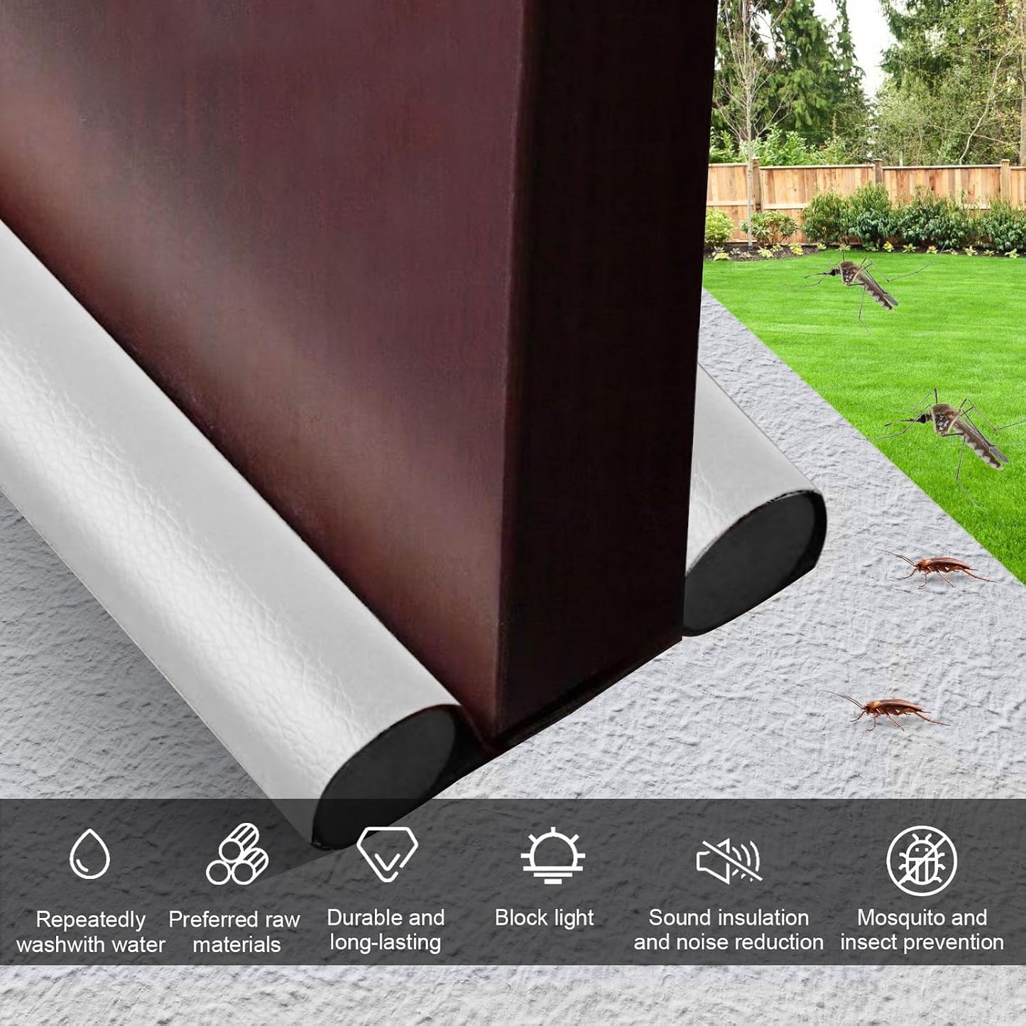 Wanheart Under Door Draft Stopper 38 Inch, Door Sweep for Bottom of Door | Draft Blocking, Small Gap Fit, Trim to Size, No Adhesive, Wipeable Cover