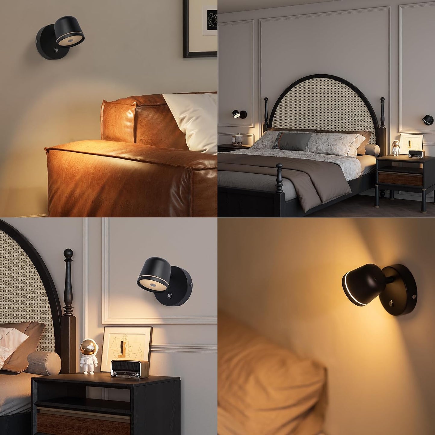 Aisilan LED Plug in Wall Sconce with Touch Dimmable Control Adjustable Wall Mounted Lamp Angle Anti-Glare Matte White Aluminum Bedside Reading Wall Lights for Bedroom Living Room