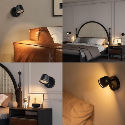 Aisilan LED Plug in Wall Sconce with Touch Dimmable Control Adjustable Wall Mounted Lamp Angle Anti-Glare Matte White Aluminum Bedside Reading Wall Lights for Bedroom Living Room