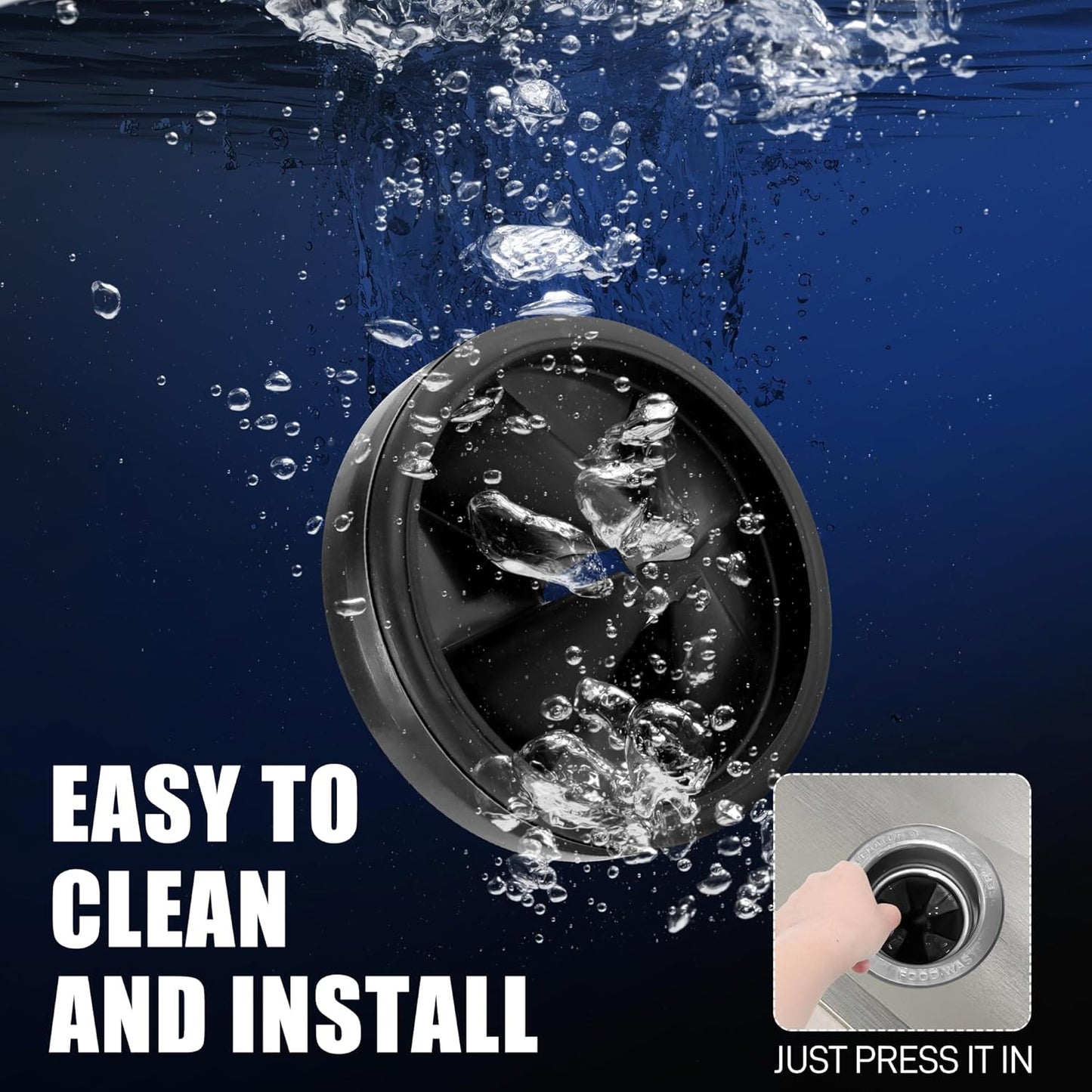 3 3/8" Garbage Disposal Splash Guard Replacement for InSinkErator Evolution | QCB-AM rubber Drain Insert, Sink Baffle, Garbage Disposer Accessories, Upgraded Removable Quiet Collar Drain Plugs, Black