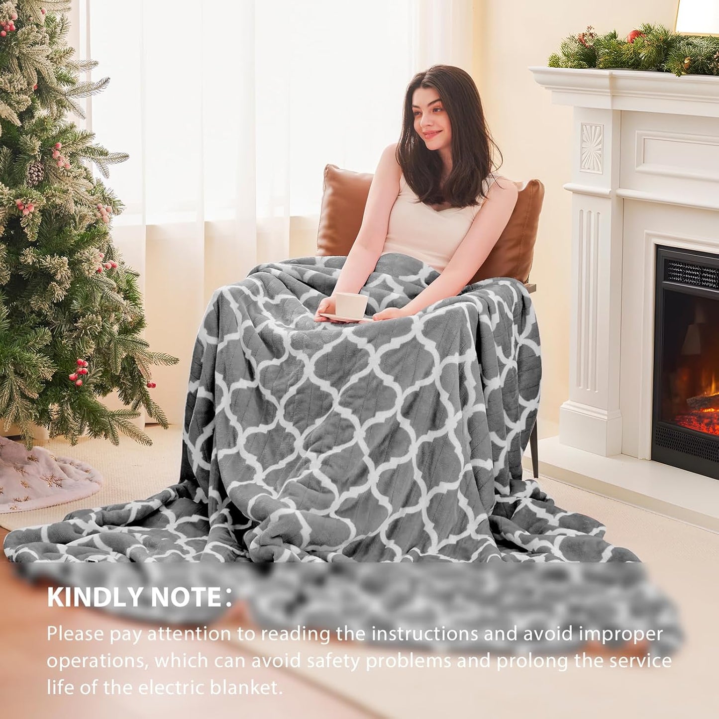 Homemate Heated Blanket Electric Throw - 50“x60“ Heating Blanket with 10 Fast Heat Levels 8 Hours Auto Off Soft Cozy Flannel Over-Heated Protection ETL Certification Keep Warming in Home | Throw with 10 Fast Heat Levels 8 Hours Auto Off Over-Heated