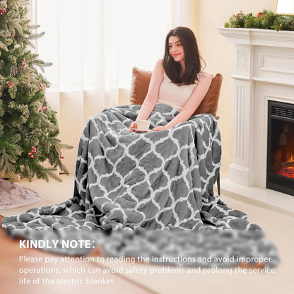 Homemate Heated Blanket Electric Throw - 50“x60“ Heating Blanket with 10 Fast Heat Levels 8 Hours Auto Off Soft Cozy Flannel Over-Heated Protection ETL Certification Keep Warming in Home | Throw with 10 Fast Heat Levels 8 Hours Auto Off Over-Heated
