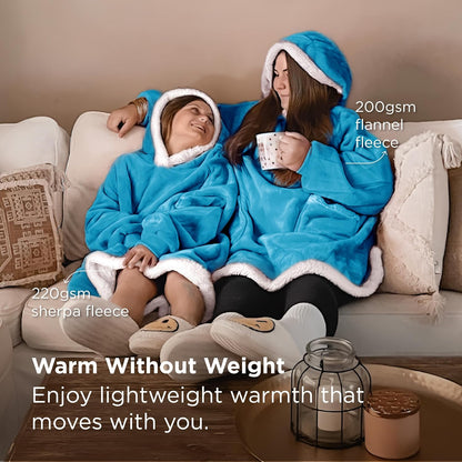Bedsure Wearable Blanket Sherpa Hoodie Gifts, Sweatshirt, Grey, Standard