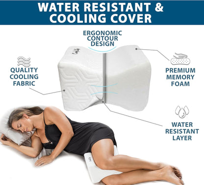 ComfiLife Knee Pillow for Side Sleepers – Cooling Leg Pillow for Side Sleeping – Knee Pillow with Strap for Hip Pain, Back Pain, Sciatica Pain Relief – Memory Foam Hip Pillow Contour Design