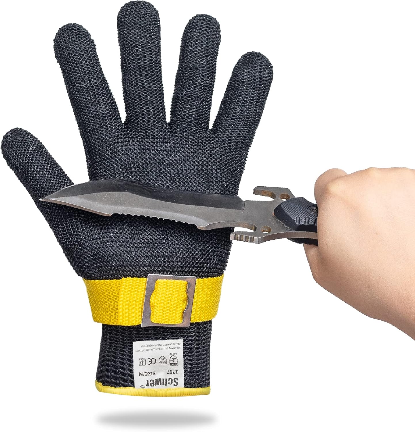 Schwer SlicePro ANSI A9 Cut Resistant Glove PR1706, Stainless Steel Mesh Metal Glove, Food Grade for Kitchen Cooking, Butcher Meat Cutting, Oyster Shucking, Mandoline, Fishing, (M, 1 PCS)