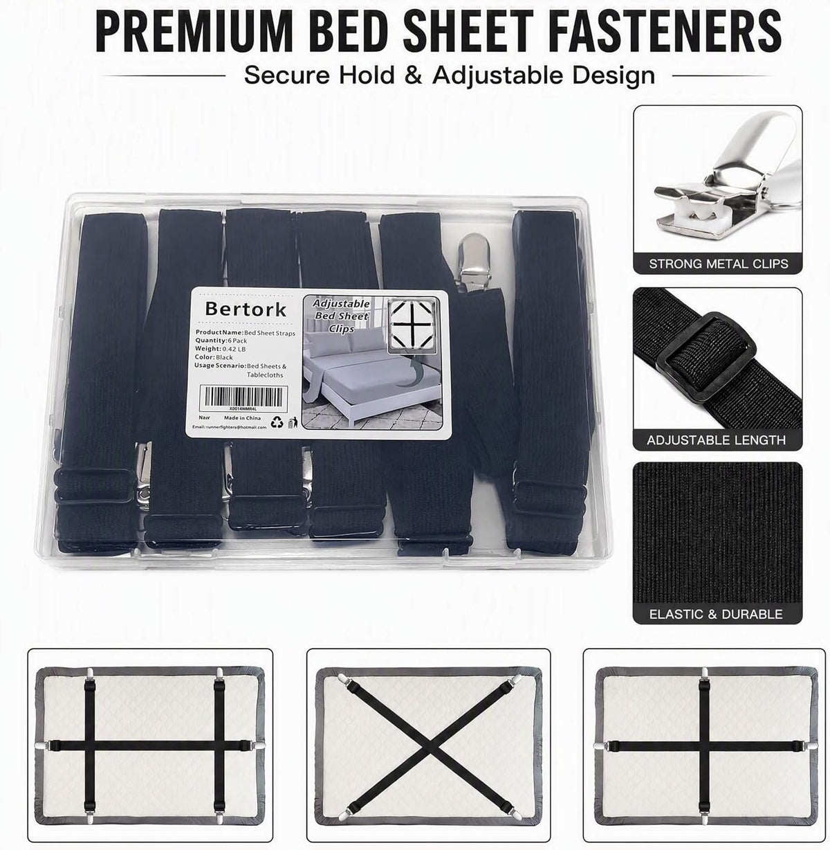 Tablecloth Clips, Multi-Use Sheet Holders for Tables & Beds, 6 Pack