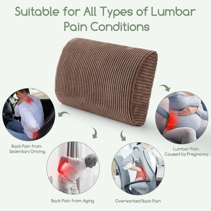 HIGOGOGO Lumbar Support Pillow for Recliner Chair/Accent Chair/Couch, Memory Foam Back Support Cushion for Elderly, Recliner Cushions for Back Rest, Pain Relief, Reading, Washable Cover, Brown