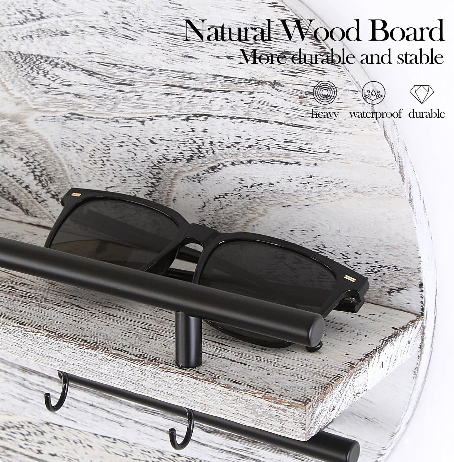 Gurfuy Key Holder for Wall with Shelf - Wood Mail Organizer and Rack with Shelf Hooks Wall Mounted for Entryway Decor Magazines Letter Storage Farmhouse Living Room Bedroom Doorway Green