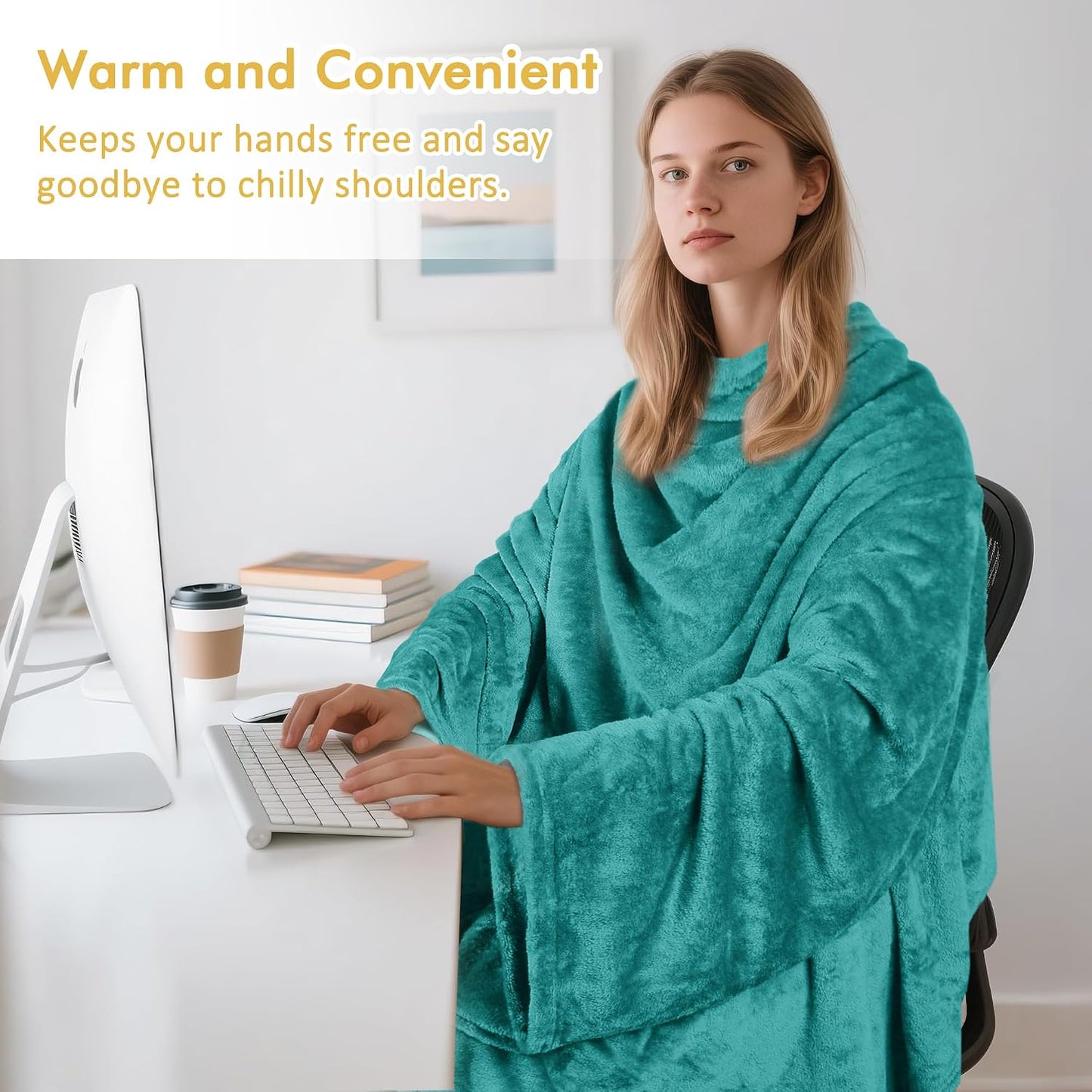 Catalonia Wearable Blanket with Sleeves & Foot Pocket for Adults | Soft Fleece Throw Wrap with Hands-Free Comfort, Perfect for Reading, TV Time & Relaxing, Christmas Gift for Women & Men