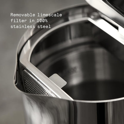 Aarke Kettle - Electric Water Boiler, 1.2L (40oz), Stainless Steel | Temperature Control, Non-Drip Spout, Double-Wall Construction, Dry Boil Protection, Heat-Safe Handle, LED Cool-Down Indicator