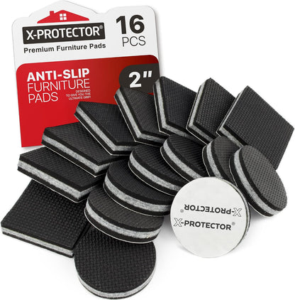 X-PROTECTOR Non Slip Furniture Pads – 24 pcs Premium Furniture Grippers 2"! | Best Self Adhesive Rubber Feet Furniture Feet – Ideal Non Skid Furniture Pad Floor Protectors – Keep Furniture in Place!