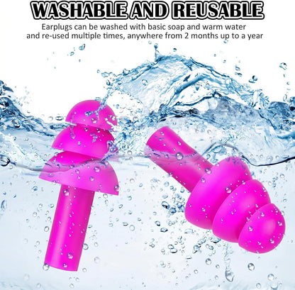 24 Pairs Black Ear Plugs Bulk NRR 29dB Reusable Silicone Ear Plugs with Plastic Cases Soft Foam Plug for Sleeping Noise Cancelling Concerts Shooting Swimming Noise Reduction