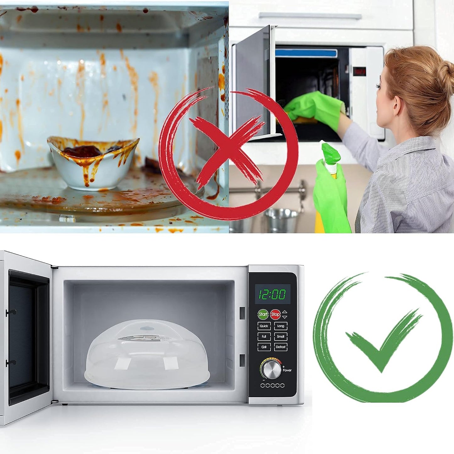 Large Microwave Cover for Food Easy Grip Microwave Splatter Cover Guard Lid with Steam Vent and BPA Free & 11.5 Inch, Dishwasher Safe