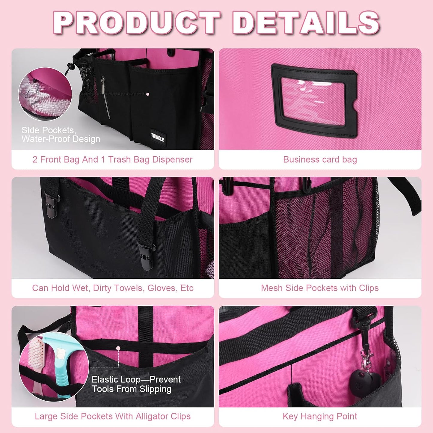 Extra Large Cleaning Caddy Bag with Built-In Support Board, Cleaning Tote Organizer with Removable Divider, Supply Carryall with Adjustable Shoulder Strap and Waist Belt for Cleaners & Housekeeper