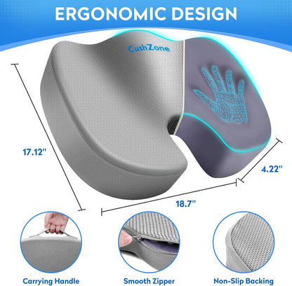 CushZone Seat Cushion Memory Foam Chair Pad for Office & Car, Black