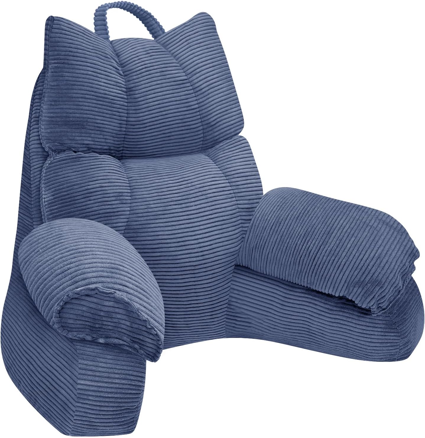 Reading Pillow for Bed with Arms, Back Support, Memory Foam（Grey Black） | Reading Pillow for Bed with High Arm Rests, Back Support Pillow for Sitting Up, Shredded Memory Foam for Reading, TV & Gaming