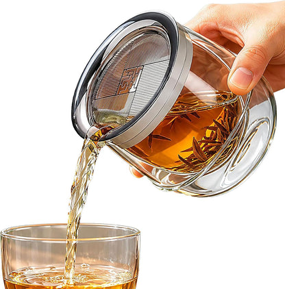 Double-Layer Insulation Glass Teapot with Infuser | Tea Infuser Bottle for Loose Leaf Tea, Portable Tea Maker,Travel Tea Mug, Hot Tea Tumbler, Office & Home & camping