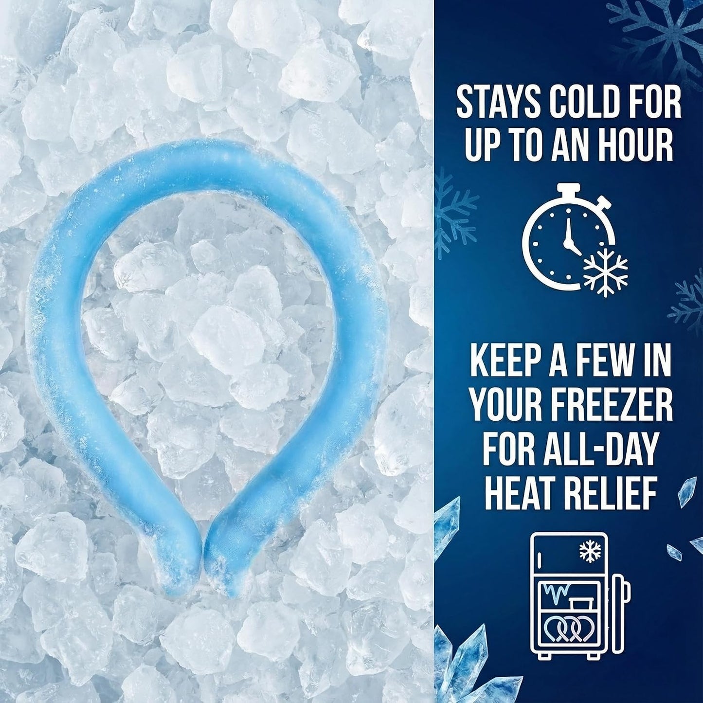 CoolTimeUSA Neck Cooling Tube | Wearable Cooling Neck Wraps for Summer Heat I Hands Free Cold Pack | Reusable Cooler (Blue)