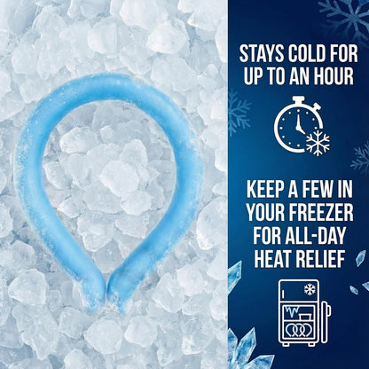 CoolTimeUSA Neck Cooling Tube | Wearable Cooling Neck Wraps for Summer Heat I Hands Free Cold Pack | Reusable Cooler (Blue)