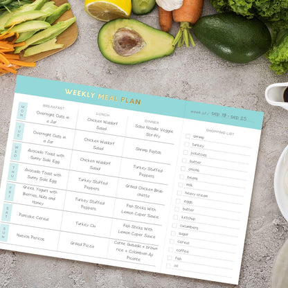 Sweetzer & Orange Weekly Meal Planner and Grocery List Magnetic Notepad. Pink 10x7” Meal Planning Pad with Tear Off Shopping List. Plan Weekly Menu Food for Weight Loss or Dinner List for Family!