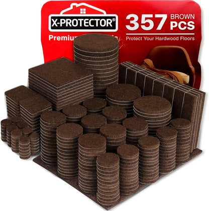 X-PROTECTOR 357 PCS Premium Huge Pack Felt Furniture Pads! | Quantity of Furniture Sliders with Many Big Sizes – Your Ideal Floor Protectors. Protect Your Hardwood & Laminate Floor!