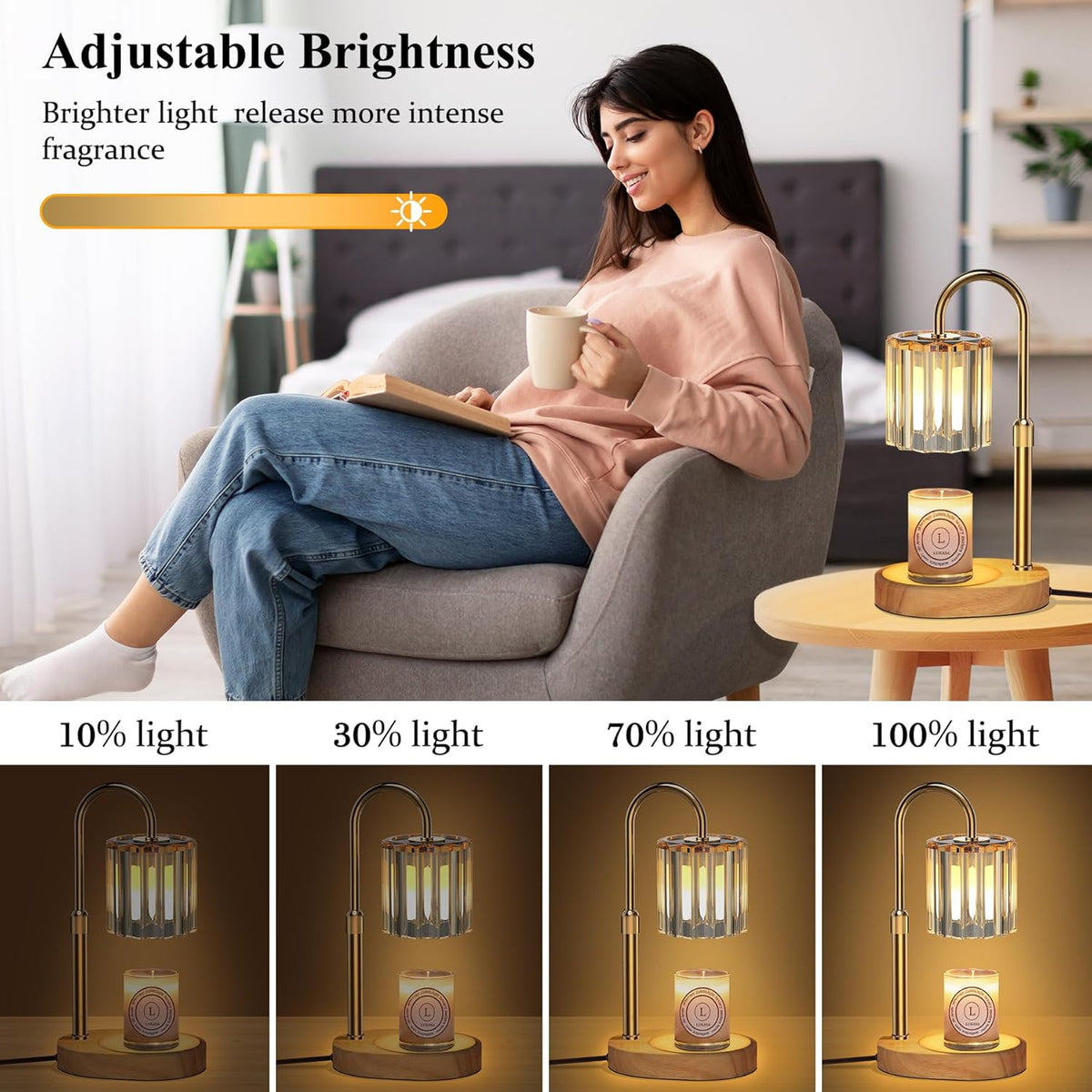Lukasa Candle Warmer Lamp, with Timer Dimmer Adjustable Height, Home Decor, Room Decor, Wax Melt Warmer for Candles, Gifts for Mom, Gifts for Mother's Day, Birthday Gifts for Women