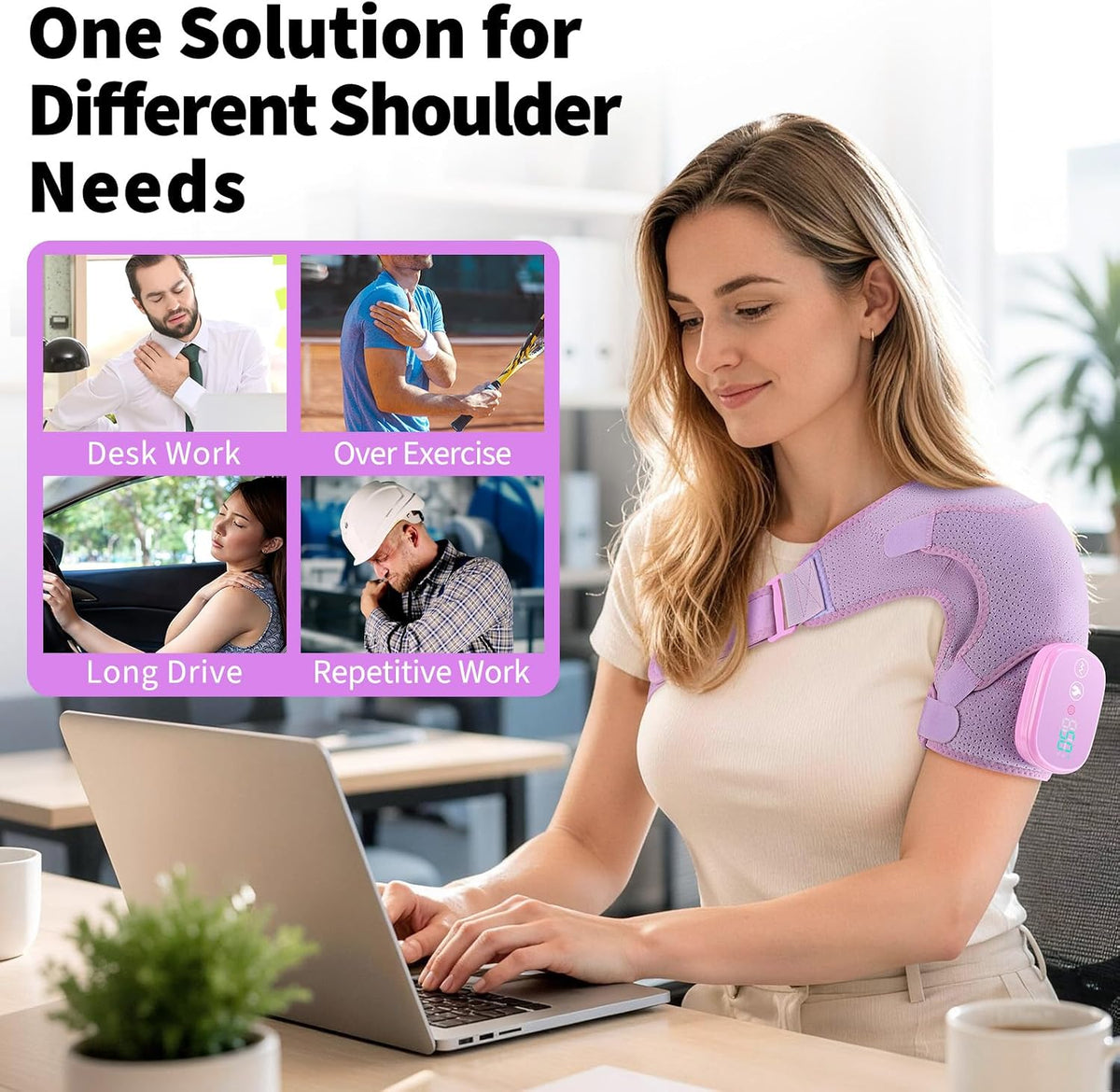 Shoulder Heating Pad with Massage, Rotator Cuff Shoulder Brace for Frozen